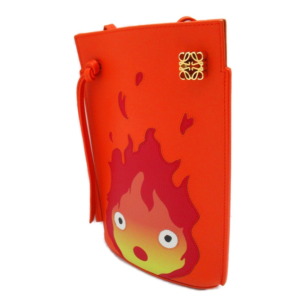 Loewe Dice Pocket Calcifer Leather Shoulder Bag Orange View 3
